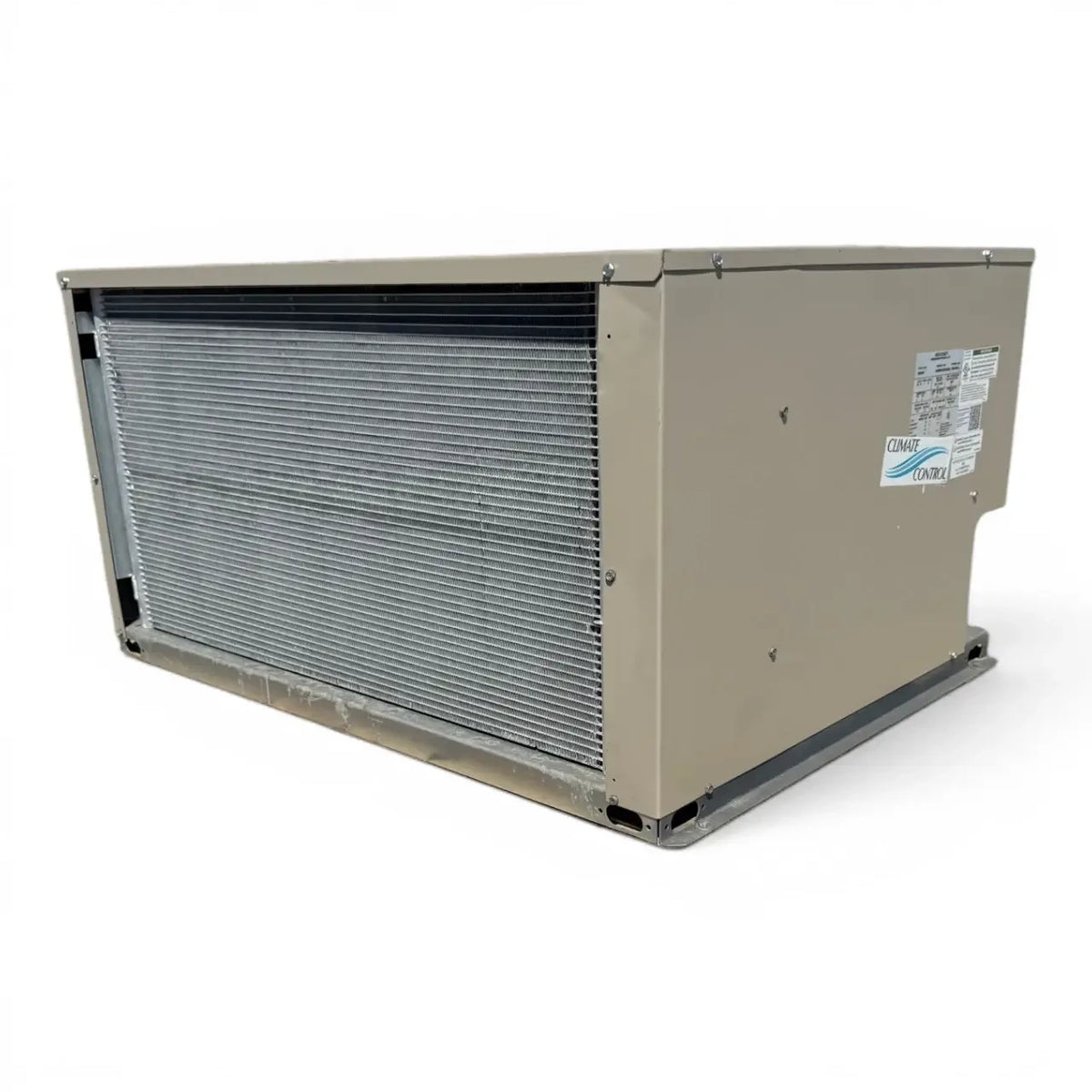 Used Climate Control CCH0025LCACHA0000 2.5 HP Condensing Unit #3384 — supplier gallery view 5; Back-left view of the used Climate Control 2.5 HP condensing unit, showing the rear cabinet panel.
