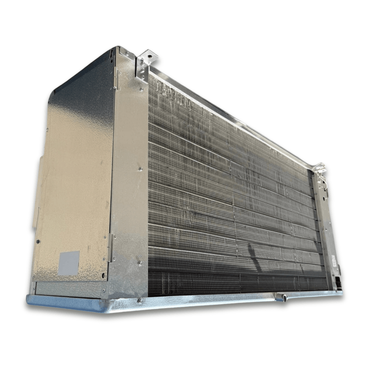 Used Bohn BEM-0300CS6EMAB0100 Evaporator — supplier gallery view 4; Back-left view of the used Bohn BEM-0300CS6EMAB0100 evaporator, showing the rear coil compartment.