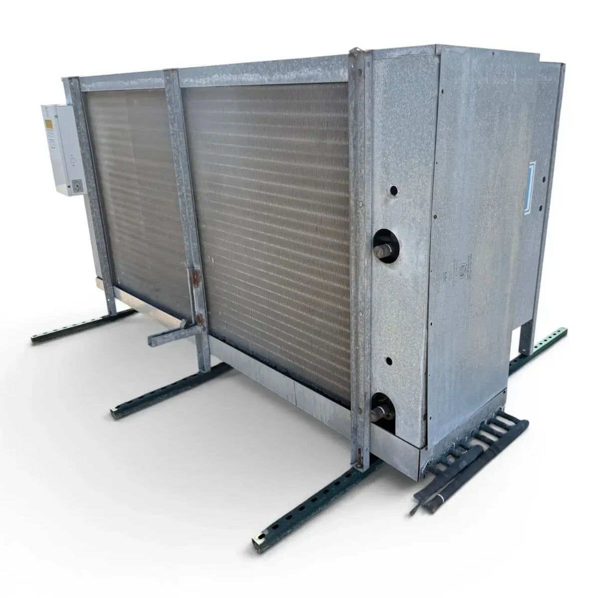 Used Bohn PG-2502D Evaporator — supplier gallery view 5; Back-right view of the used Bohn PG-2502D evaporator #3045, showing the rear panel and support legs.