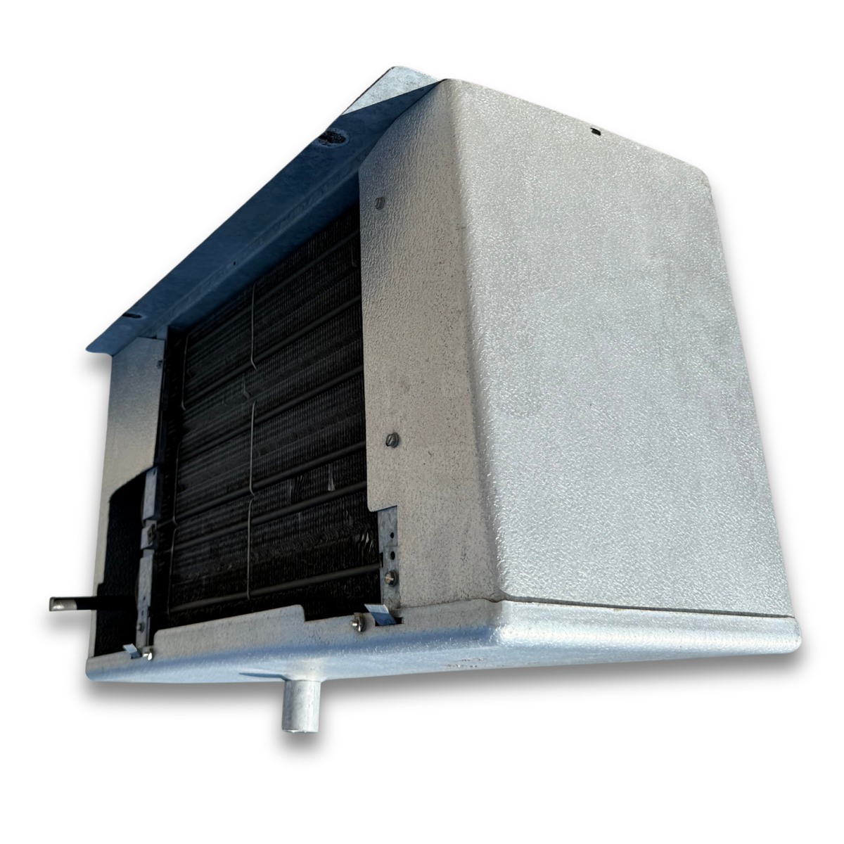 Used Hussmann HC6E-039BK Evaporator — supplier gallery view 4; Used gray evaporator back view.
