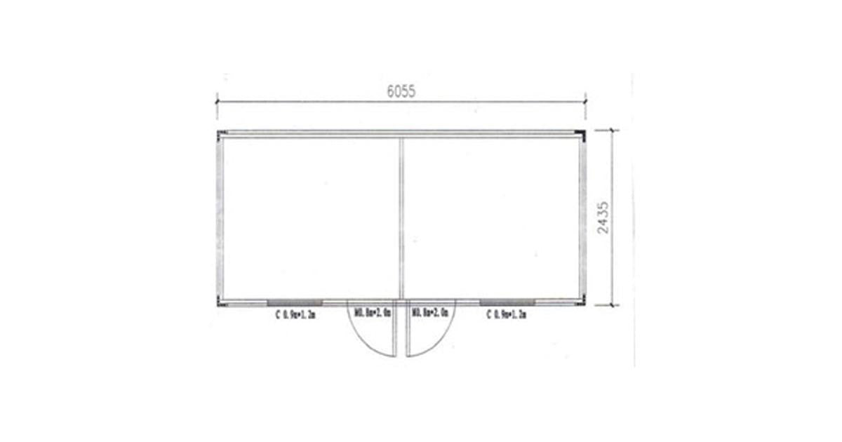 6m (20ft) Flat-Pack Container — Two Rooms and Two Doors — supplier gallery view 2; 2 Room Container