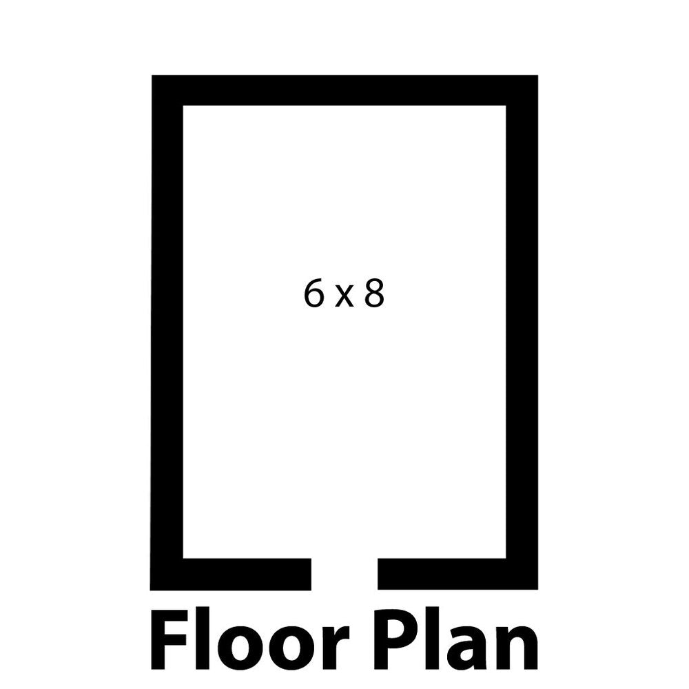 Norlake FT68-X Fast Trak 6' x 8' x 6' 7" Indoor Walk-In Cooler (Box Only) — supplier gallery view 2; The floor plan for a room with a square and a rectangle inside of a black rectangular Norlake Kold Locker box with white text.