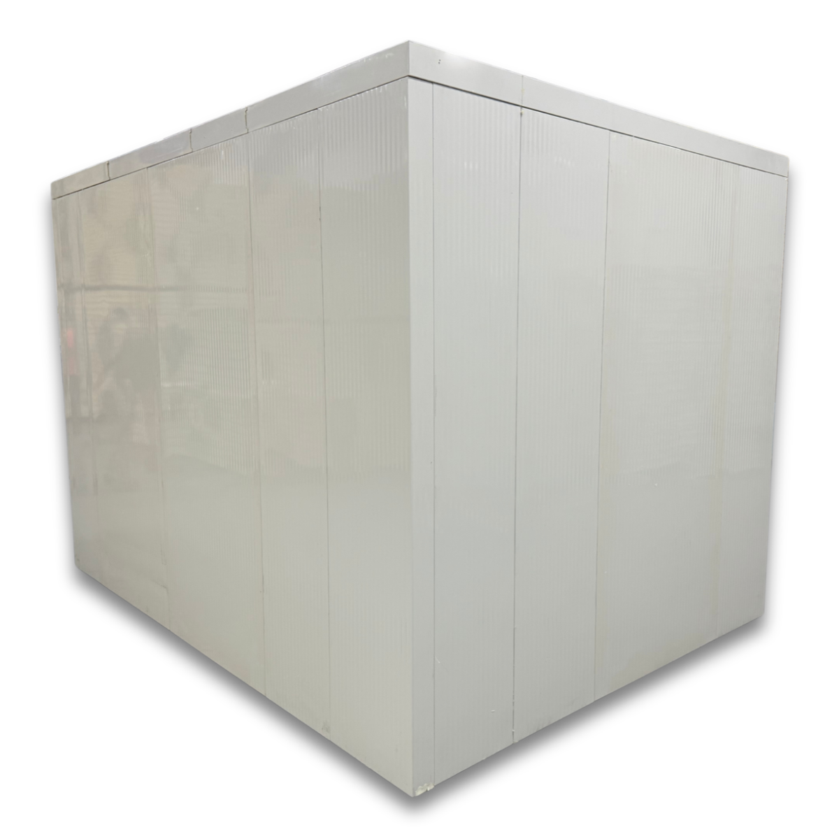 Barr 8'3" x 11'6" x 8'H Walk-In Cold Room without Floor — supplier gallery view 3; White walk-in cooler unit with closed hinged door, featuring insulated panel walls back left side