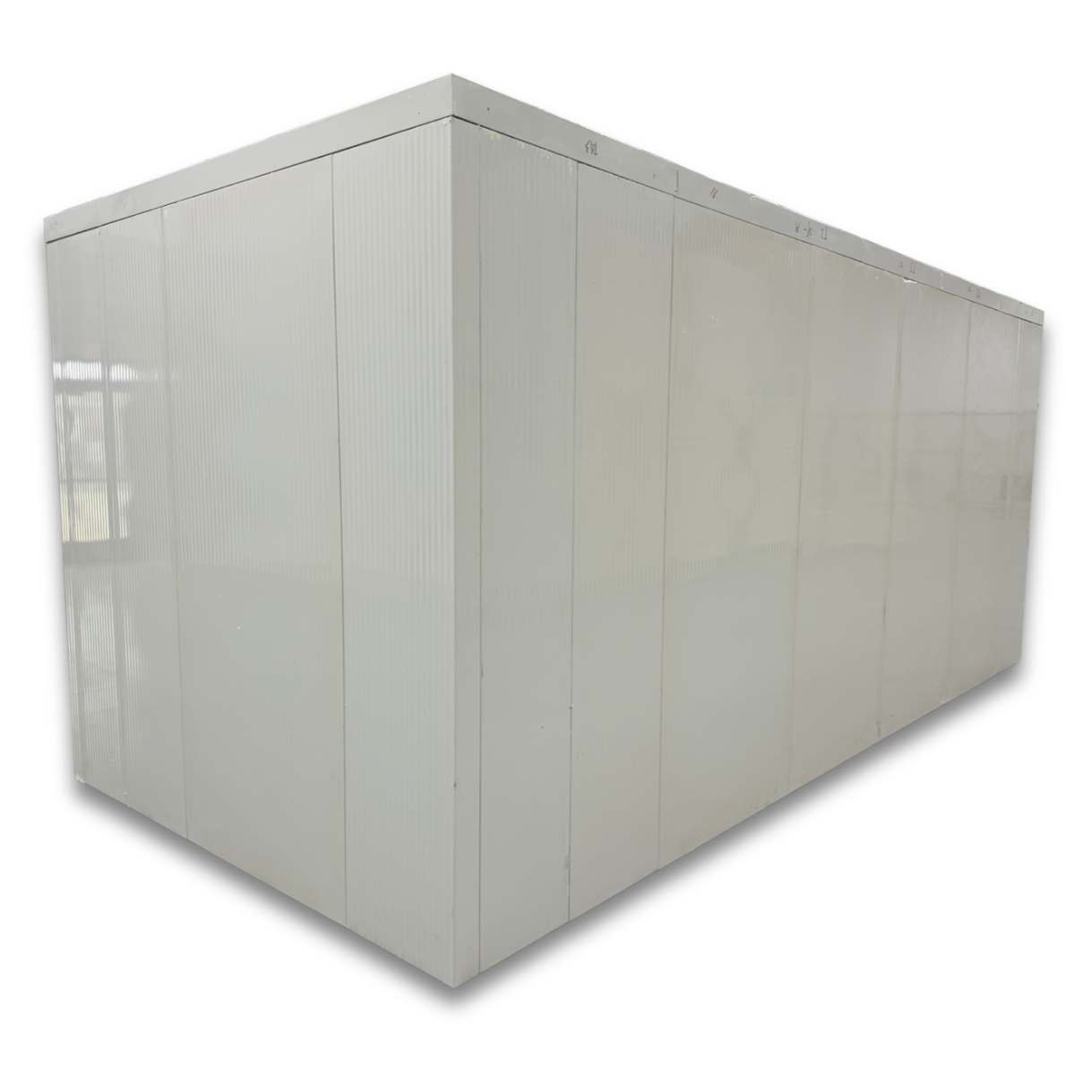 Barr 8'3" x 18'1" x 8'H Walk-In Cold Room without Floor — supplier gallery view 3; White walk-in cooler unit with closed hinged door, featuring insulated panel walls back left