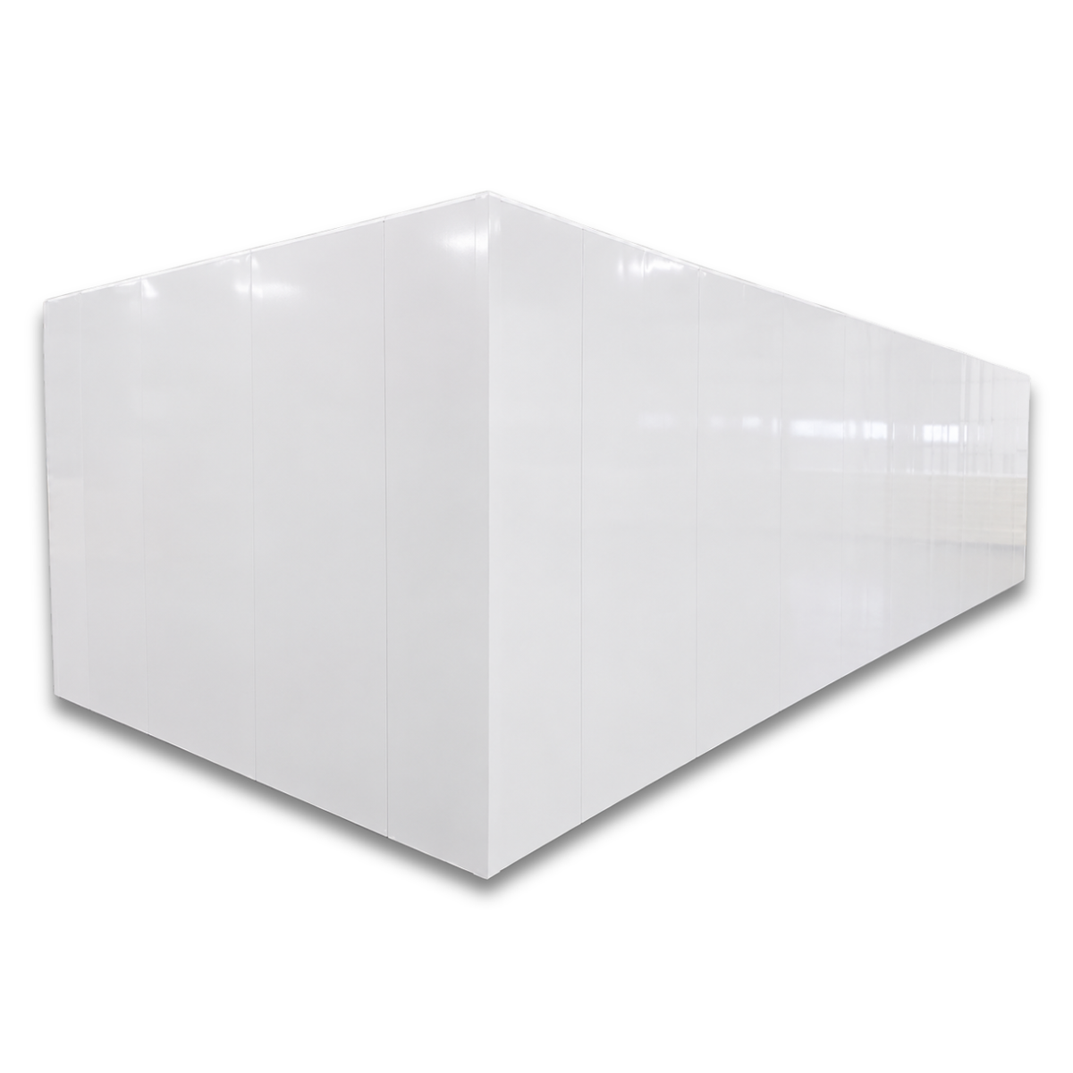 Barr 8'3" x 21'4" x 8'H Walk-In Cold Room without Floor — supplier gallery view 2; White walk-in cooler unit with closed hinged door, featuring insulated panel walls back right view