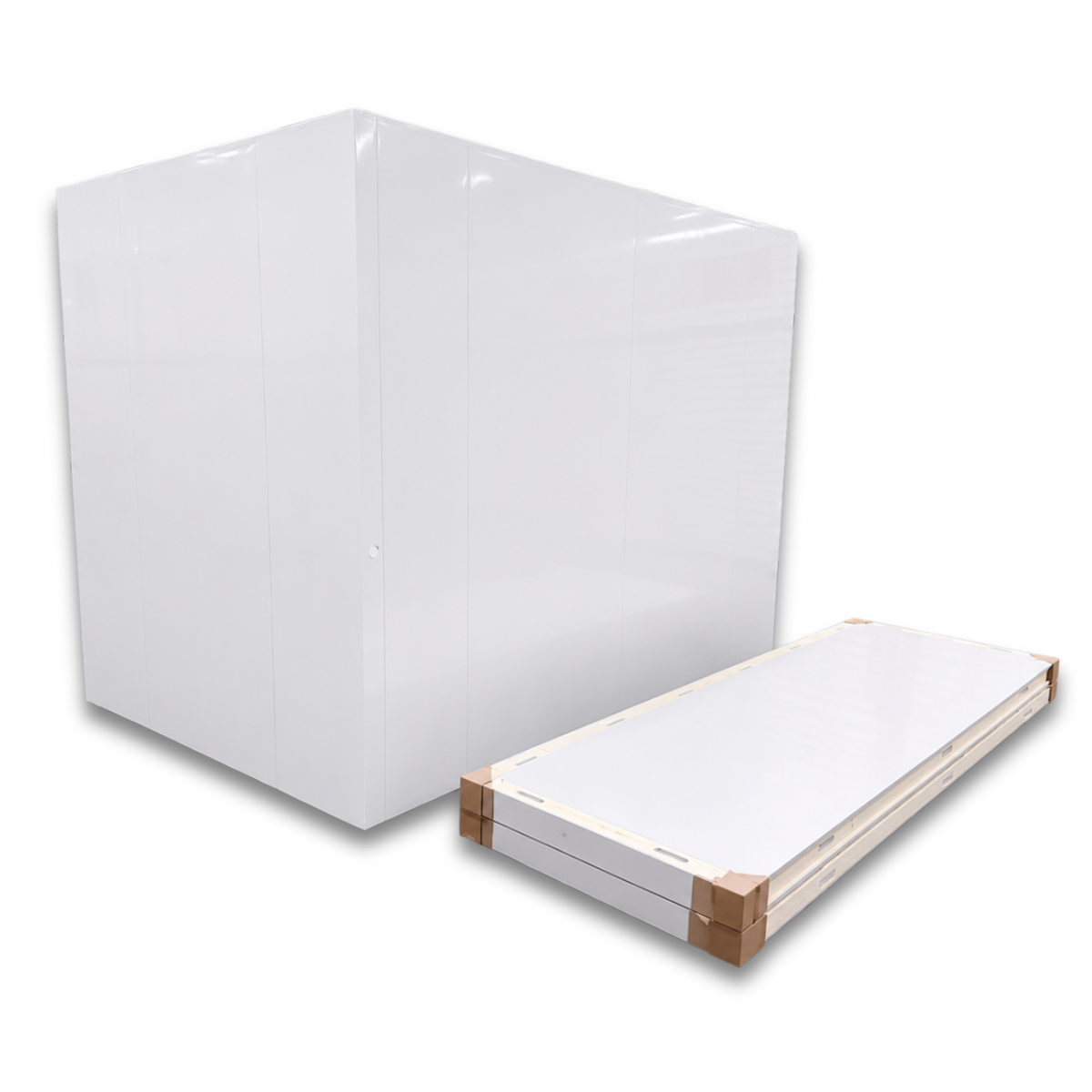 Barr 9'10" x 6'6" x 8'H Walk-In Cold Room without Floor — supplier gallery view 3; White walk-in cooler unit with open door showing interior, featuring insulated panel walls back right