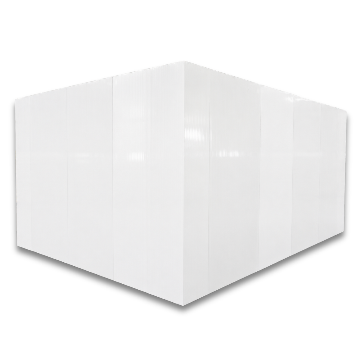 Barr 11'6" x 19'7" x 8'H Walk-In Cold Room without Floor — supplier gallery view 4; White walk-in cooler unit with closed hinged door, featuring insulated panel walls back left view