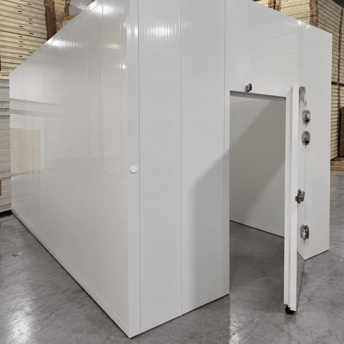 Barr 8'3" x 8'3" x 10'H Walk-In Cold Room without Floor — supplier gallery view 1; White walk-in cooler unit front view