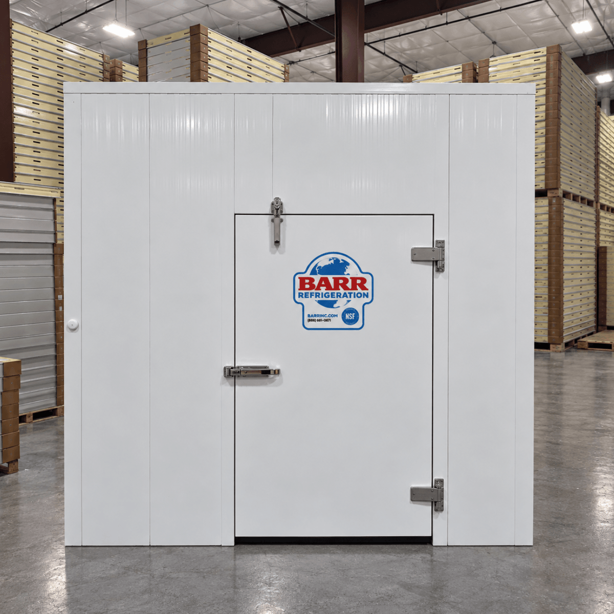 Barr 8'3" x 9'10" x 10'H Walk-In Cold Room without Floor — supplier gallery view 1; White walk-in cooler unit straight on