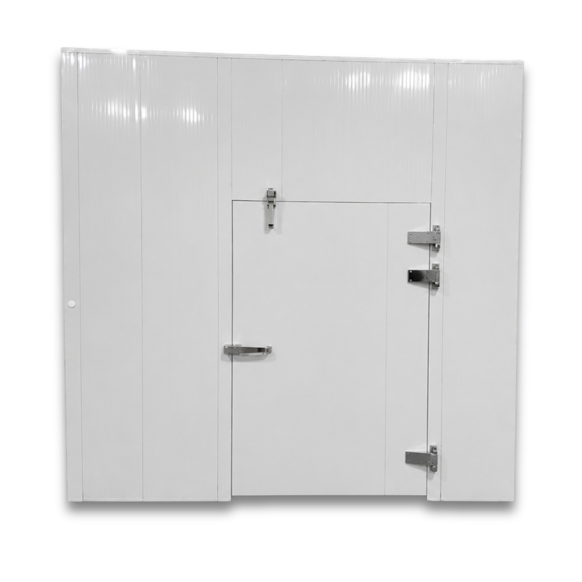 Barr 8'3" x 24'8" x 10'H Walk-In Cold Room without Floor — supplier gallery view 3; White walk-in cooler unit with closed hinged door, showing interior and insulated panel walls straight on view