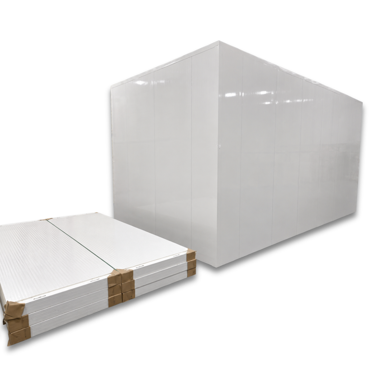 Barr 11'6" x 26'1" x 10'H Walk-In Cold Room without Floor — supplier gallery view 2; White walk-in cooler unit with closed hinged door, featuring insulated panel walls