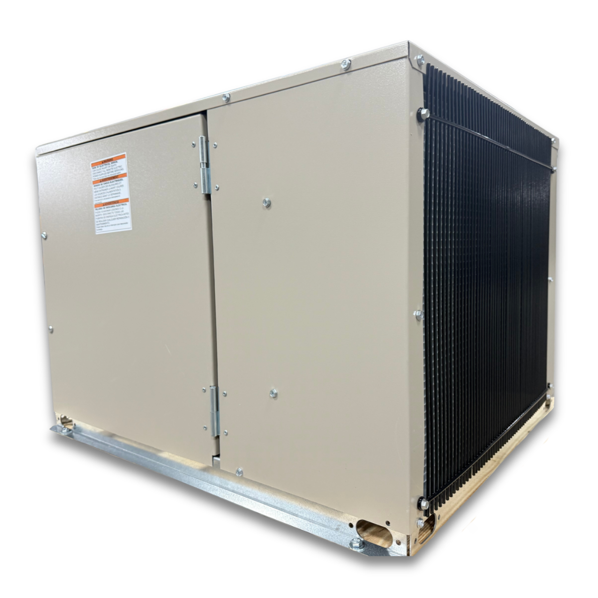 Chandler HCH0010MBACYA0000 1 HP Medium Temp Condensing Unit — supplier gallery view 5; Beige condensing side back view of unit.