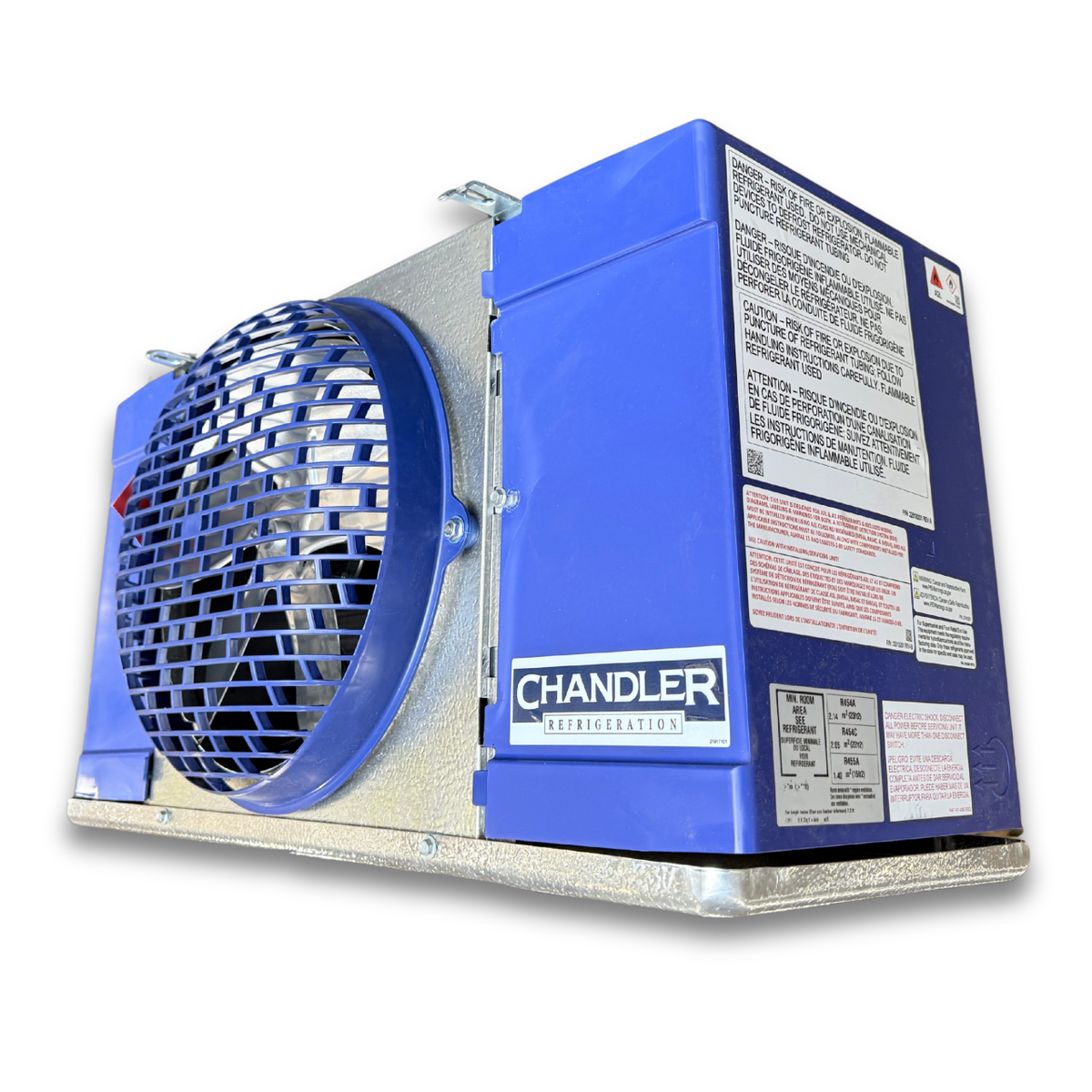 New 0.5 HP Medium Temp System, 1 phase 208-230 volt — supplier gallery view 5; Blue and gray evaporator unit showing the front side