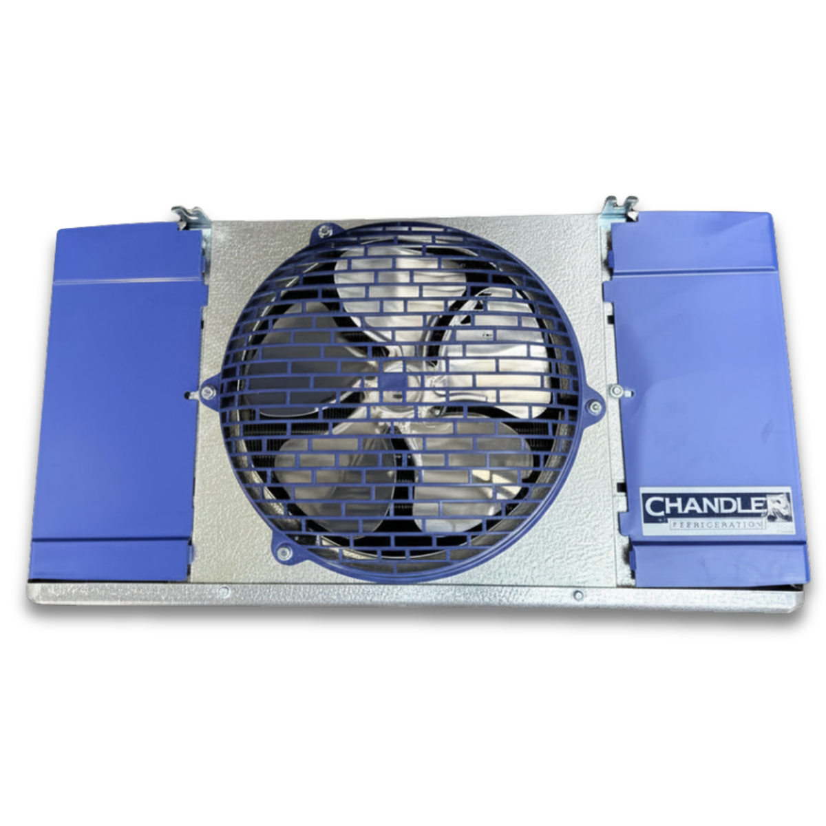 New 0.5 HP Medium Temp System, 1 phase 208-230 volt — supplier gallery view 6; Blue and gray evaporator unit with a side front view