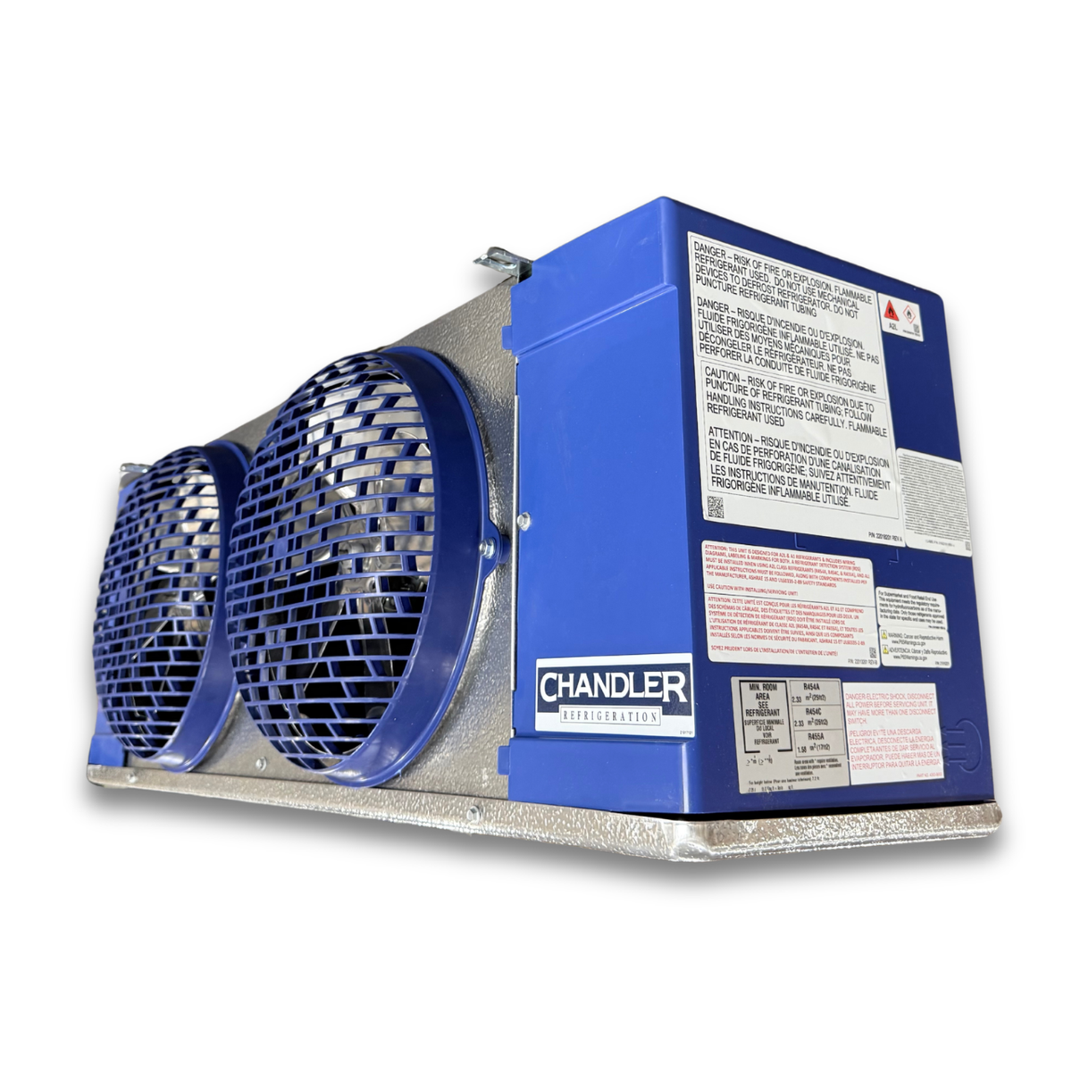 New 1 HP Medium Temp System, 1 phase 208-230 volt — supplier gallery view 5; Blue and gray evaporator unit showing the front side