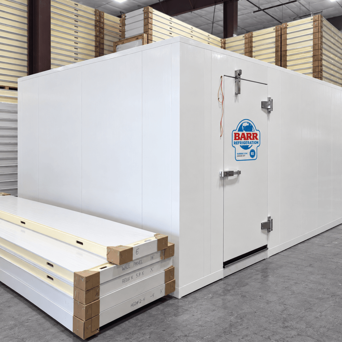 Barr 9'10" x 24'8" x 8'2"H Walk-In Cold Room with Floor — supplier gallery view 1; White walk-in cooler front side view