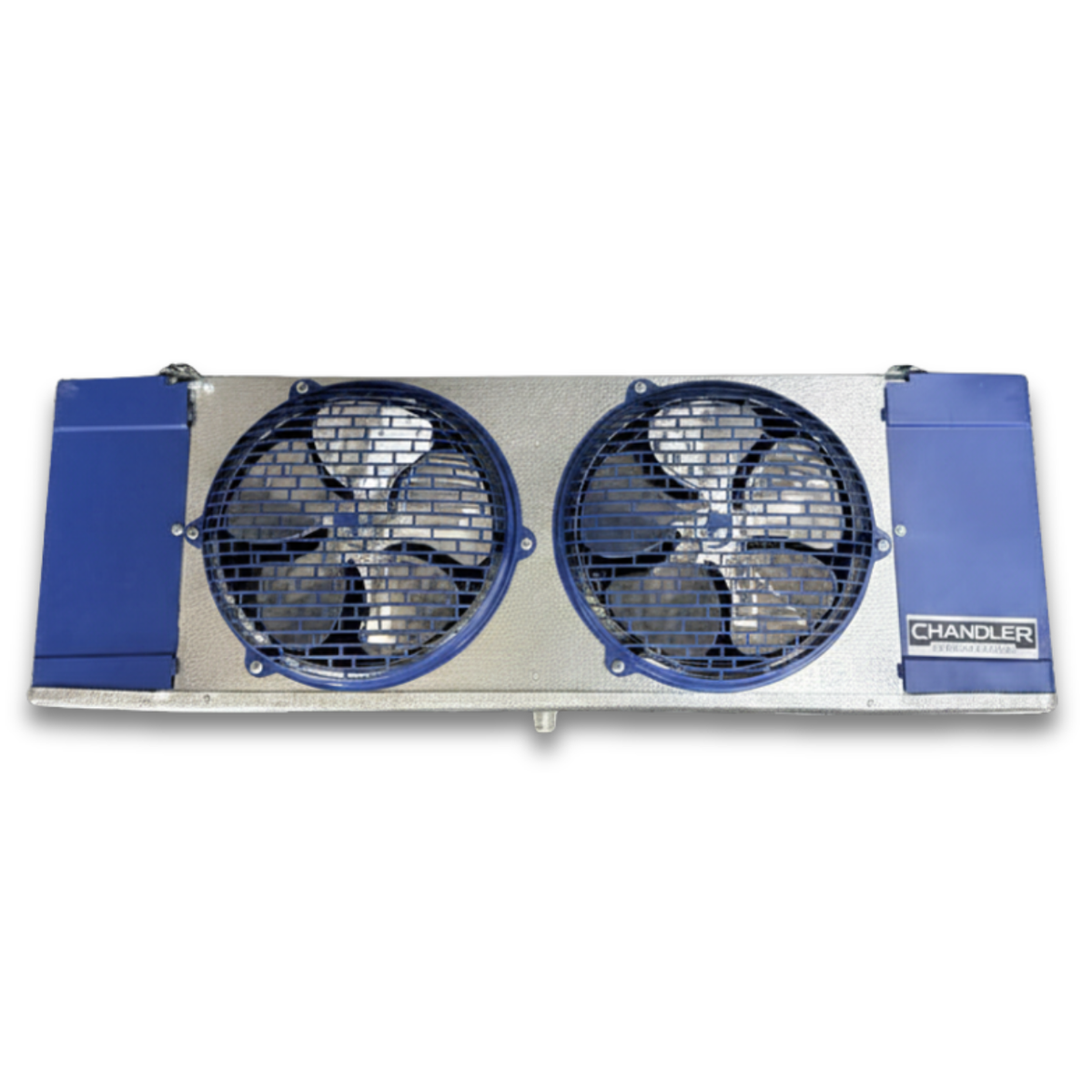 New 3 HP Low Temp System, 1 phase 208-230 volt — supplier gallery view 6; Blue/gray evaporator with two fans front view.