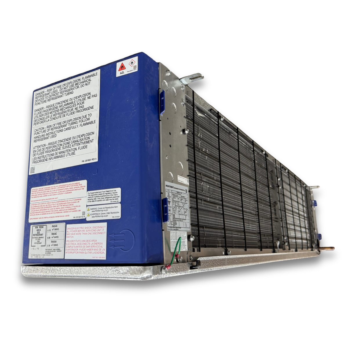Chandler HEL0170BY6EMAG0210 Electric Defrost Evaporator with IntelliGen — supplier gallery view 5; Blue/gray evaporator back view.