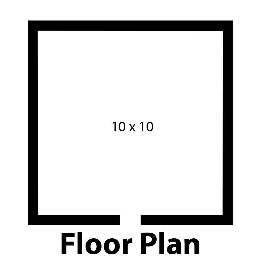 Norlake FT1010-X Fast Trak 10' x 10' x 6' 7" Indoor Walk-In Cooler (Box Only) — supplier gallery view 2; The floor plan of a room with a Norlake Kold Locker 10x10 square with a black line.