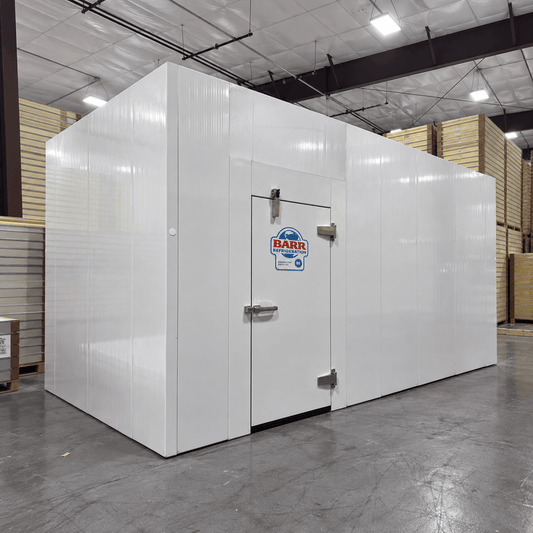 Barr 8'3" x 14'10" x 10'H Walk-In Cold Room without Floor — supplier gallery view 1; White walk-in cooler front view
