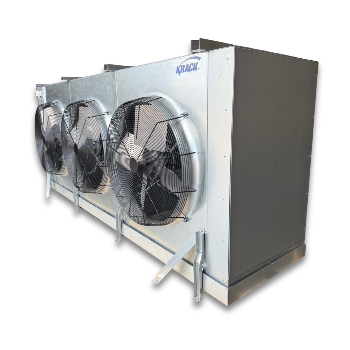 New 30 HP Low Temp System, 3 phase 460 volt — supplier gallery view 5; Gray evaporator with three fans front side view showing labels.
