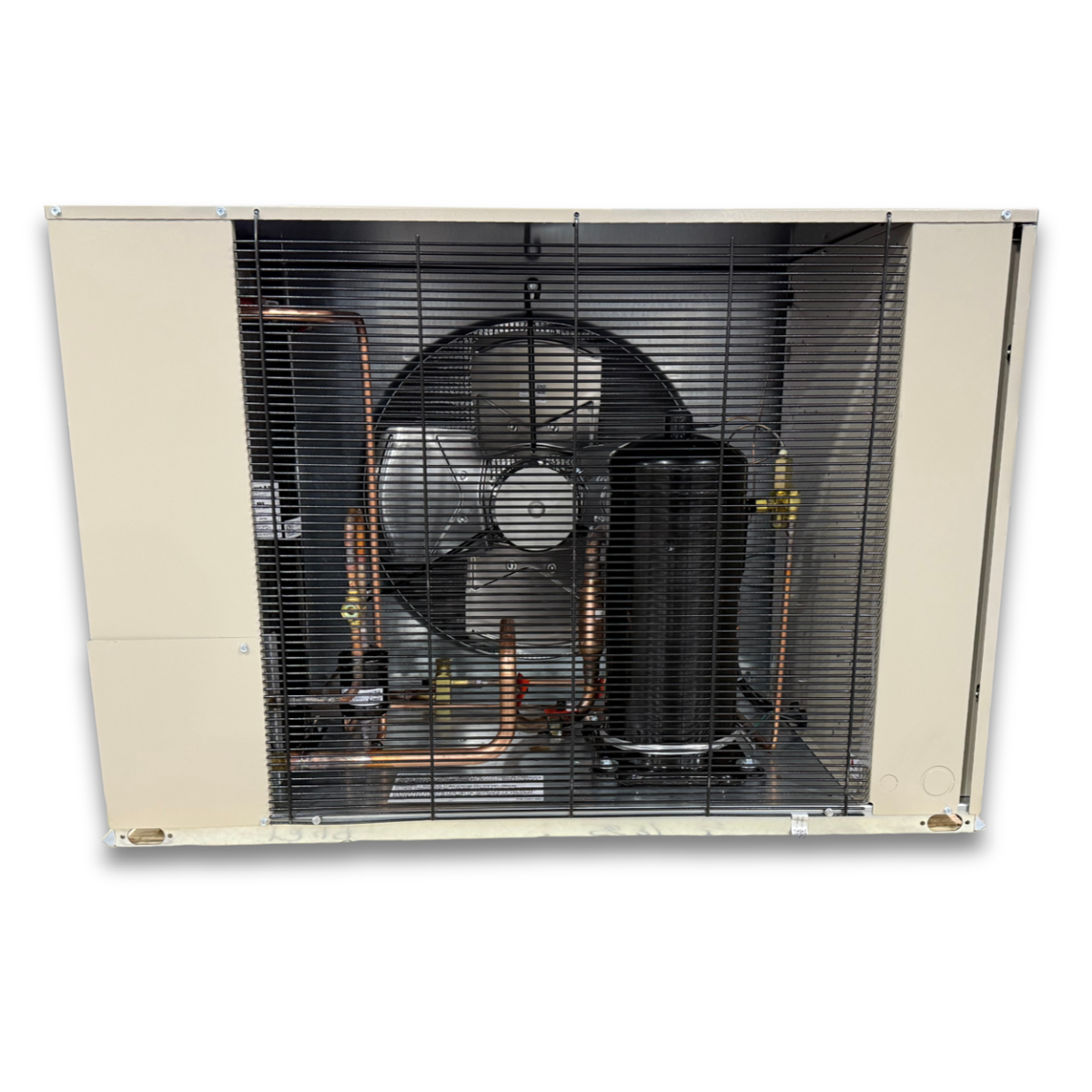 Chandler HCH0055LCACYA0000 5.5 HP Low Temp Condensing Unit — supplier gallery view 2; Beige condensing unit with front view showing the interior.