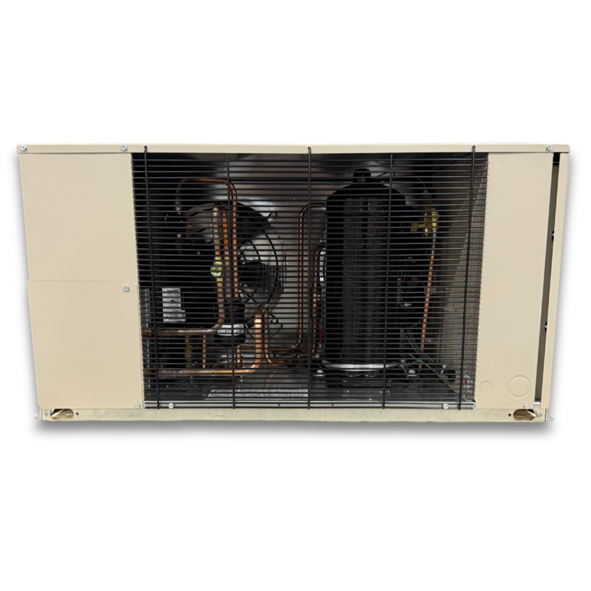 Chandler HCH0035LBACYA0000 3.5 HP Low Temp Condensing Unit — supplier gallery view 2; Beige condensing unit with front view showing the interior.