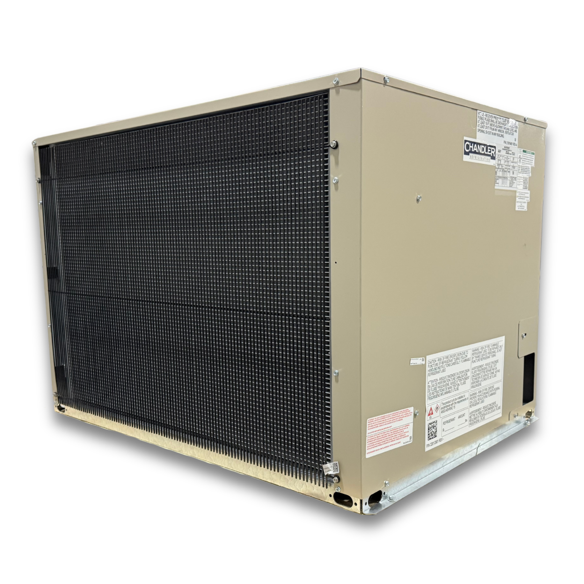 Chandler HCH0050MBACYA0000 5 HP Medium Temp Condensing Unit — supplier gallery view 5; Beige condensing side back view of unit.