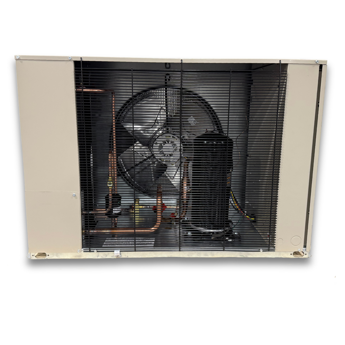 Chandler HCH0050MBACYA0000 5 HP Medium Temp Condensing Unit — supplier gallery view 2; Beige condensing unit with front view showing the interior.