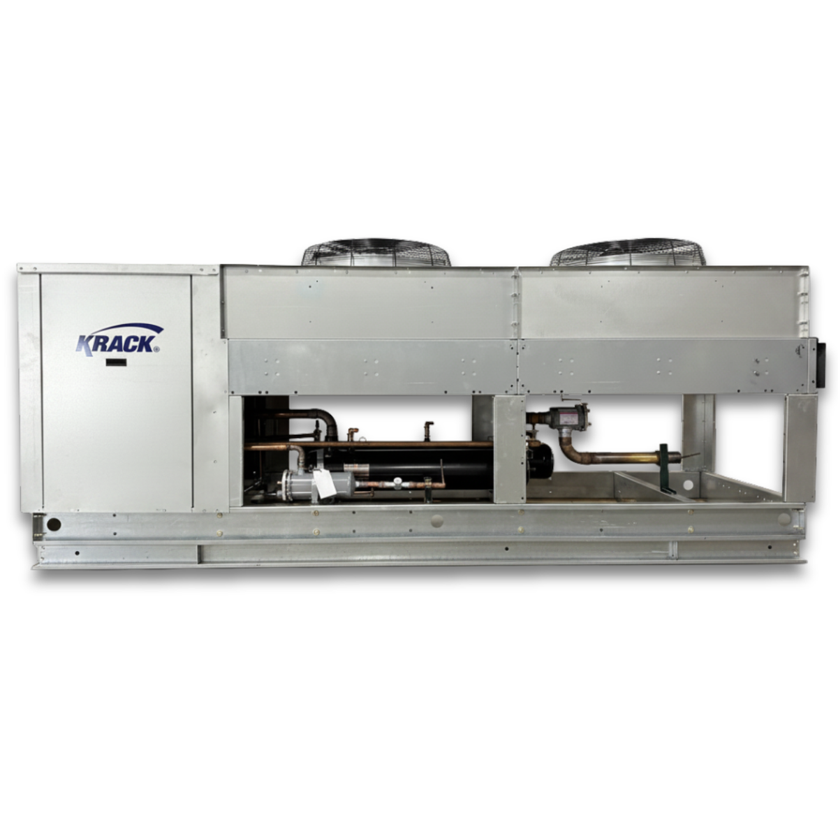 New 25 HP Medium Temp System, 3 phase 460 volt — supplier gallery view 3; Gray condensing unit front showing the interior.