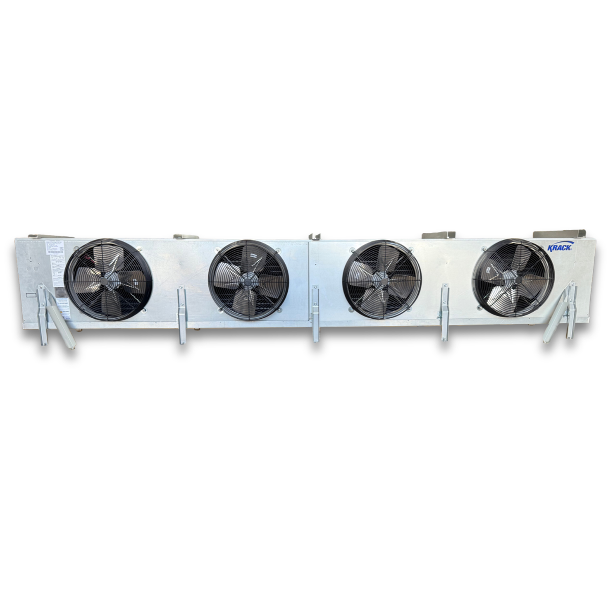 New 25 HP Medium Temp System, 3 phase 460 volt — supplier gallery view 6; Gray evaporator with four fans front view.