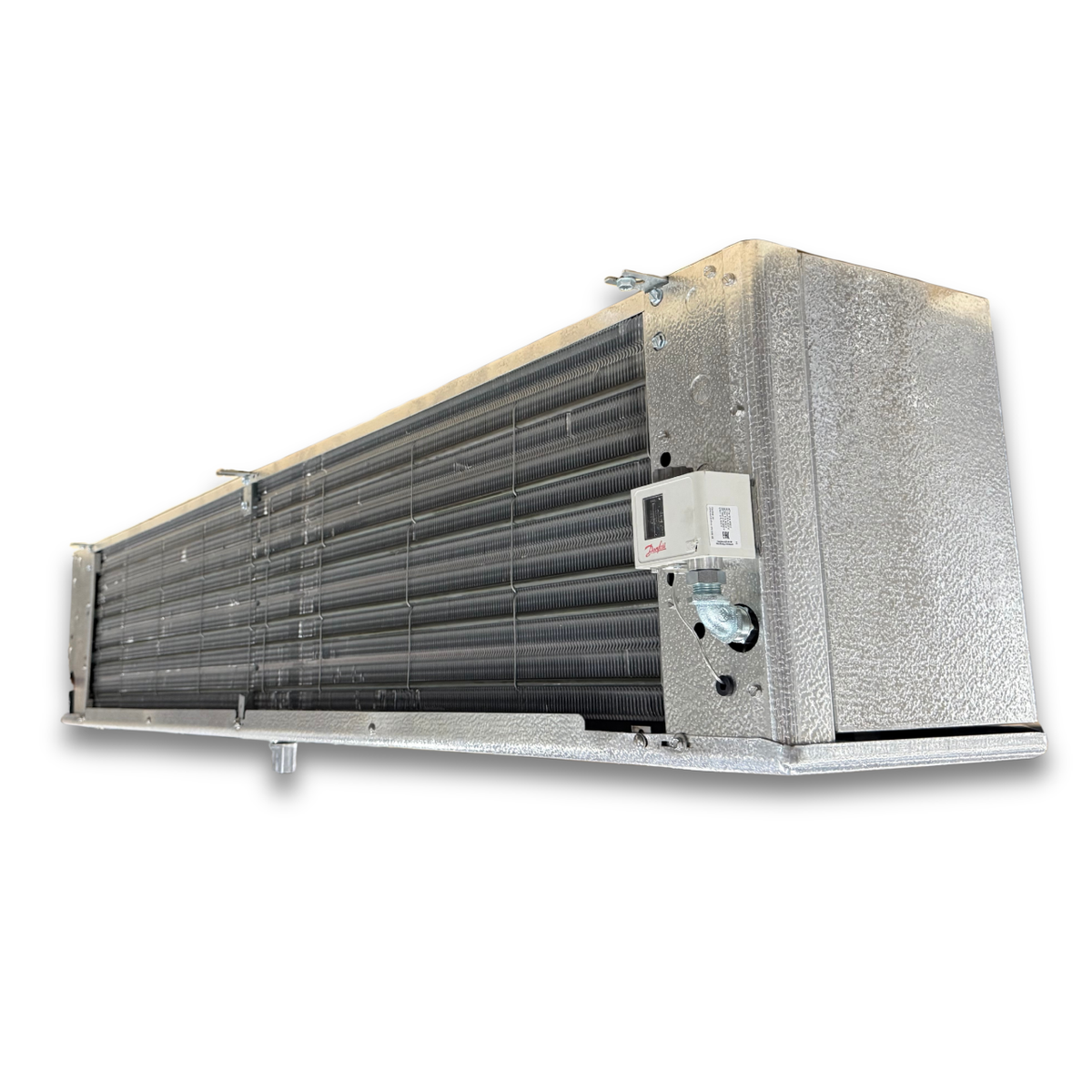 Krack KRD46E-180RVAA Electric Defrost Evaporator — supplier gallery view 5; Blue/gray evaporator back view.