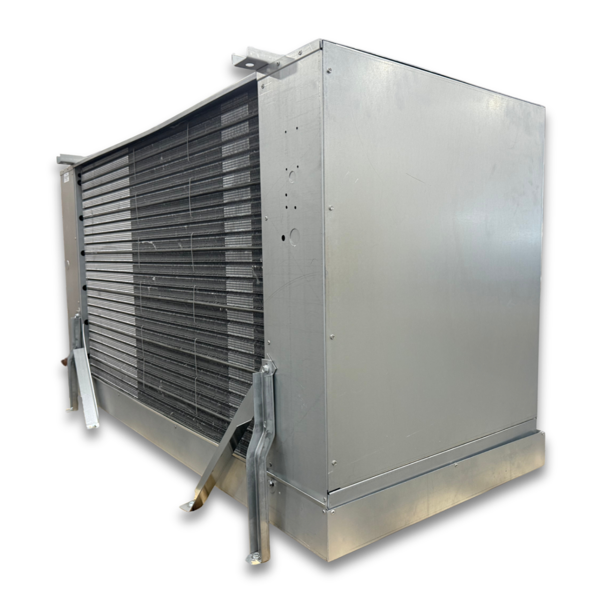 Krack SMD14E-0384RVMM Electric Defrost Evaporator — supplier gallery view 4; Silver evaporator back view.