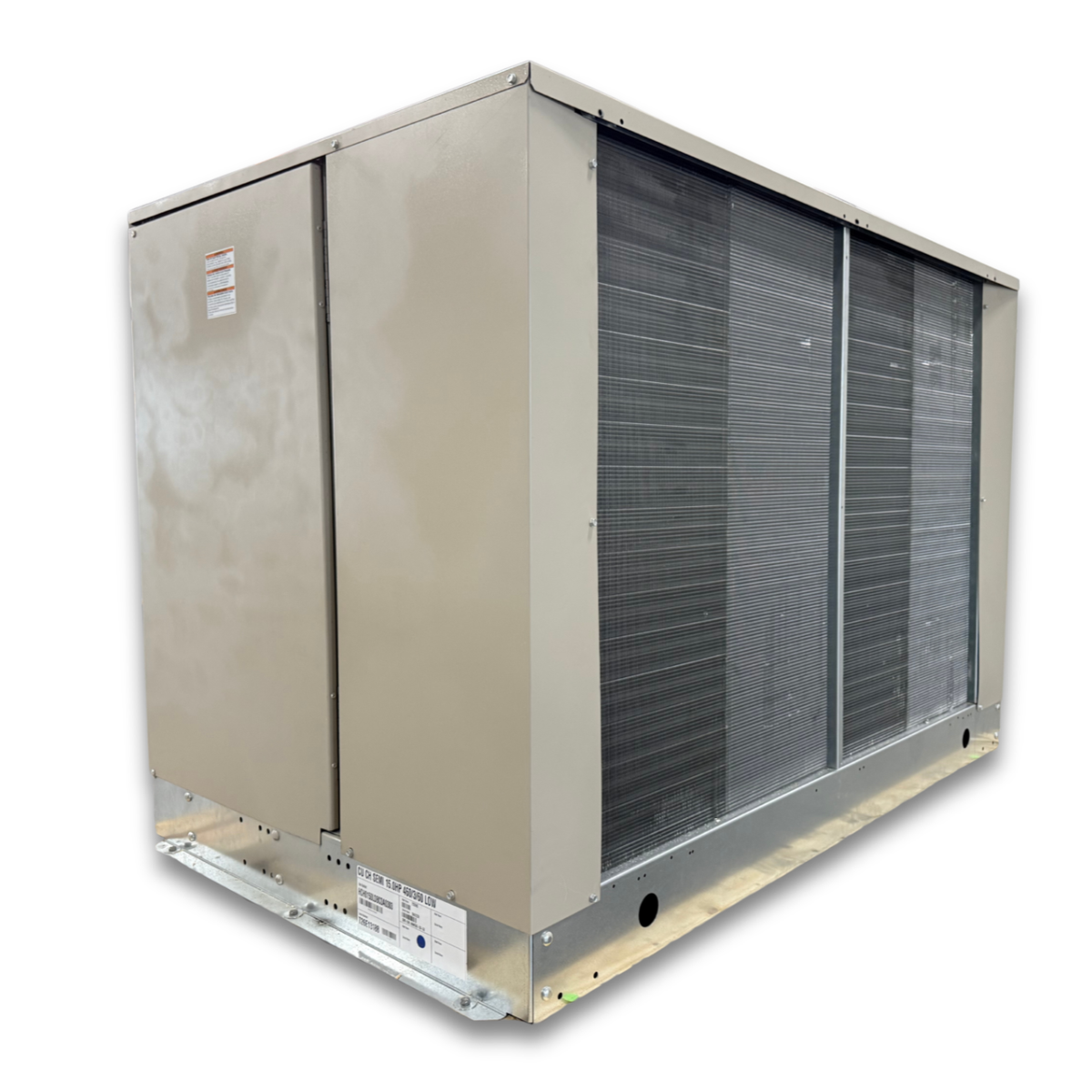 Chandler HCH0150LCBCDA0303 15 HP Low Temp Condensing Unit — supplier gallery view 5; Beige condensing unit back view.