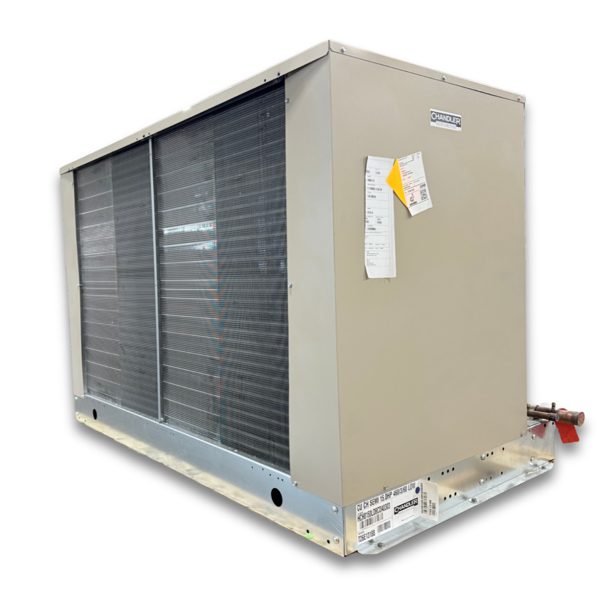 Chandler HCH0150LCBCDA0303 15 HP Low Temp Condensing Unit — supplier gallery view 4; Beige condensing unit back view.