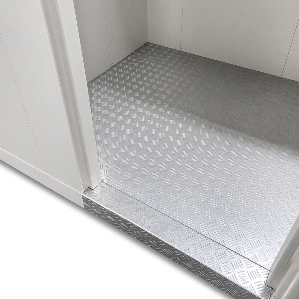 Barr 6'7" x 8'3" x 8'2"H Walk-In Freezer Room with Floor — supplier gallery view 4; White walk-in commercial freezer view of floor