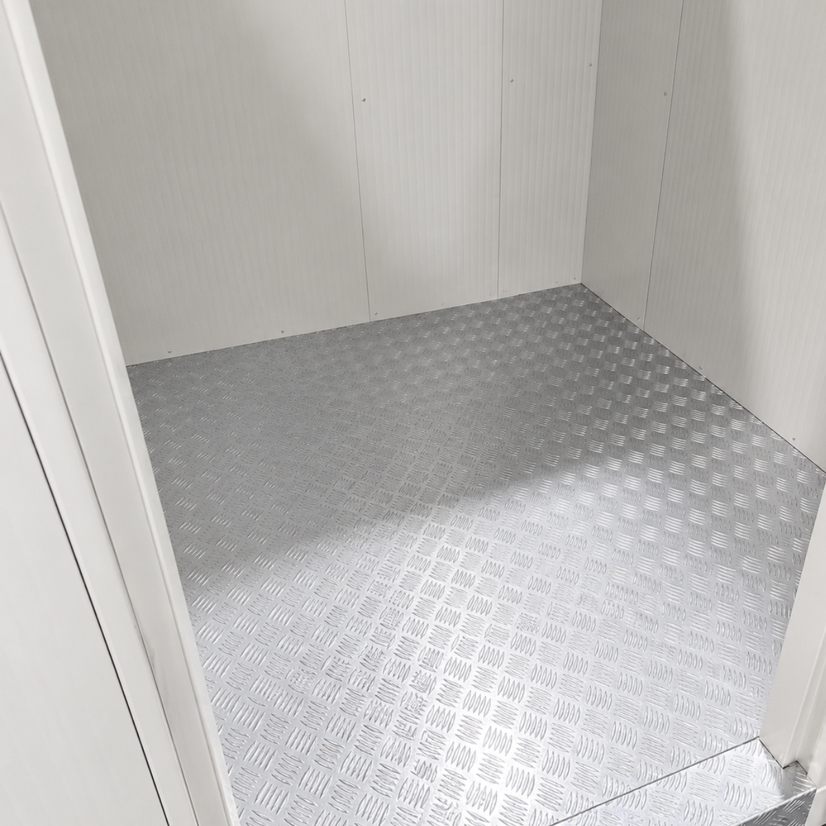 Barr 6'7" x 8'3" x 8'2"H Walk-In Freezer Room with Floor — supplier gallery view 3; White walk-in commercial freezer view of floor