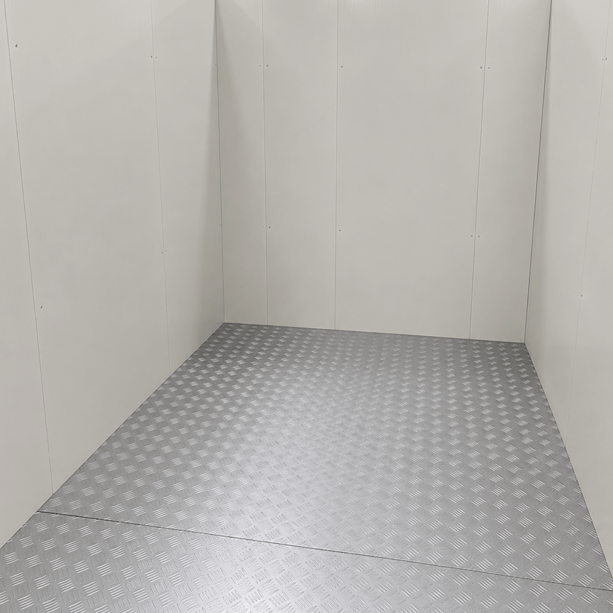 Barr 8'3" x 14'10" x 8'2"H Walk-In Freezer Room with Floor — supplier gallery view 3; White walk-in commercial freezer inside view