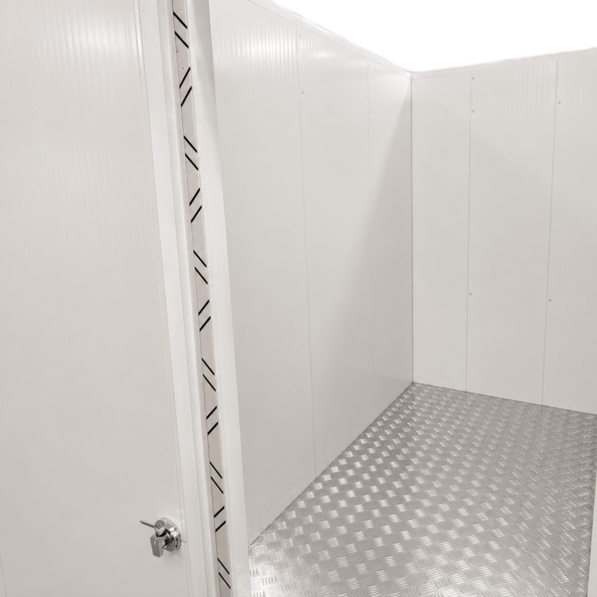 Barr 8'3" x 9'10" x 8'2"H Walk-In Freezer Room with Floor — supplier gallery view 3; White walk-in commercial freezer inside view