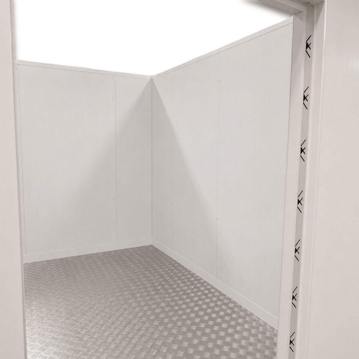 Barr 8'3" x 9'10" x 8'2"H Walk-In Freezer Room with Floor — supplier gallery view 4; White walk-in commercial freezer inside view