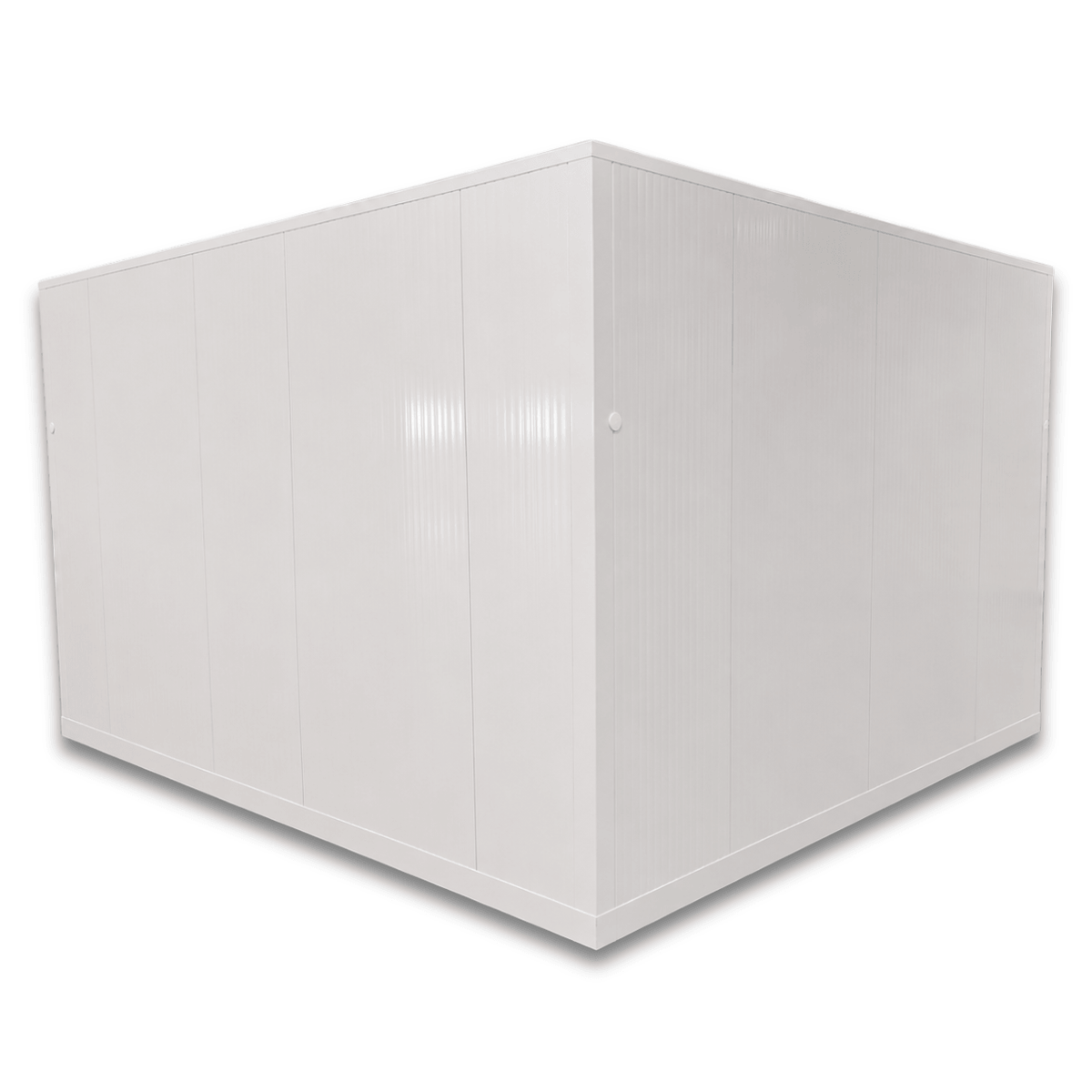 Barr 9'10" x 11'6" x 8'2"H Walk-In Freezer Room with Floor — supplier gallery view 3; White walk-in commercial freezer back view