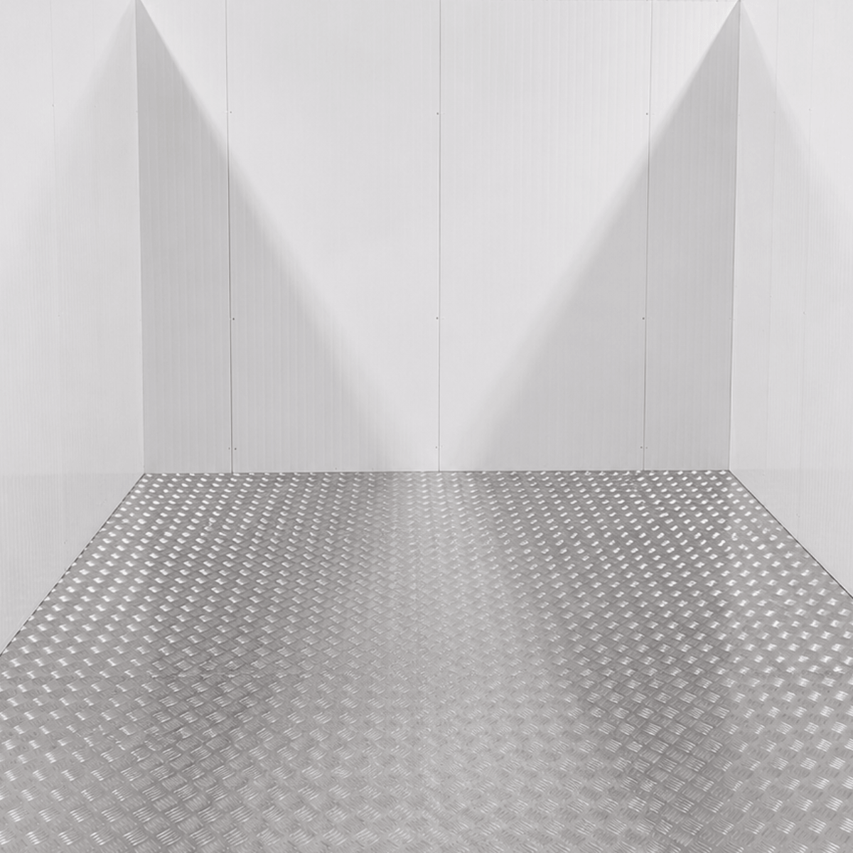 Barr 9'10" x 18'1" x 8'2"H Walk-In Freezer Room with Floor — supplier gallery view 3; White walk-in commercial freezer inside view facing back well