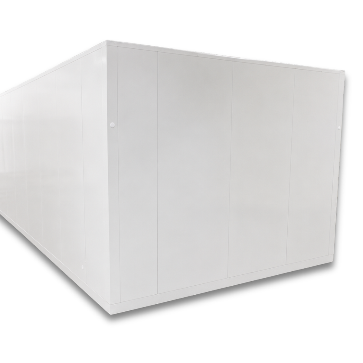 Barr 9'10" x 24'8" x 8'2"H Walk-In Freezer Room with Floor — supplier gallery view 3; White walk-in commercial freezer back view