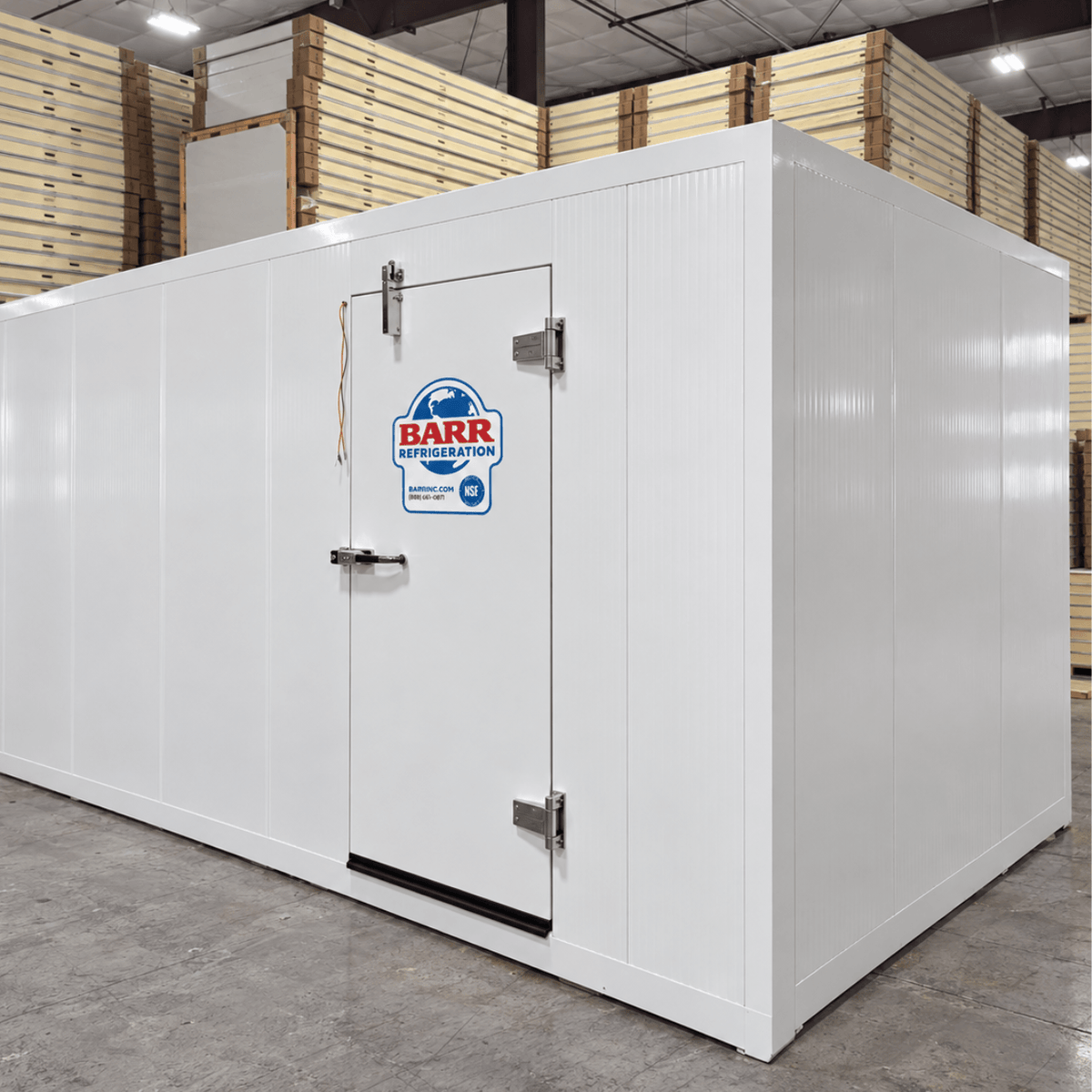 Barr 9'10" x 21'4" x 8'2"H Walk-In Freezer Room with Floor — supplier gallery view 1; White walk in freezer with ceiling panels
