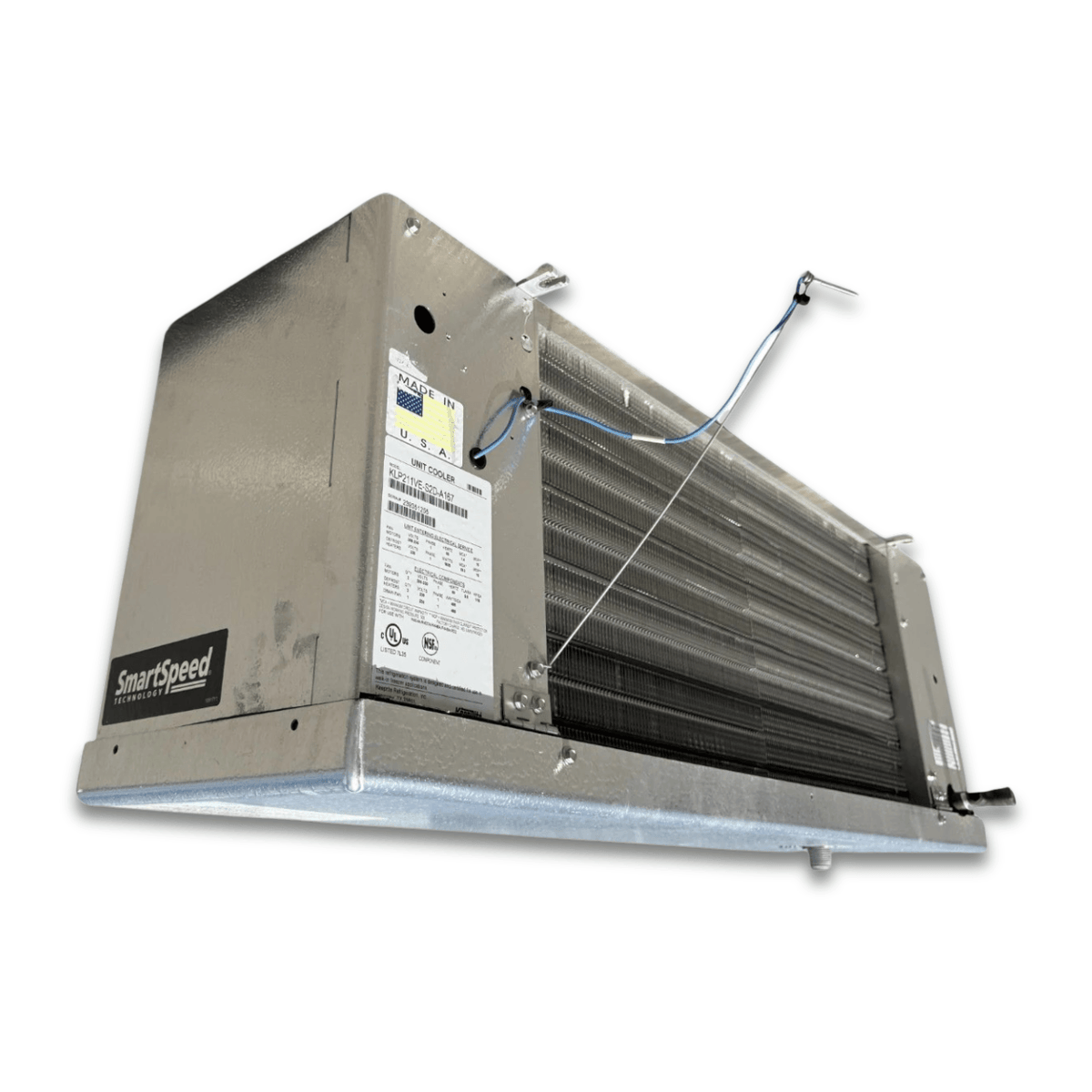 Used Keeprite KLP-214MES2DA167 Electric Defrost Evaporator - 11533 — supplier gallery view 5; Back-left view of the used Keeprite KLP-214MES2DA167 electric defrost evaporator #3381, showing the rear cabinet panel.