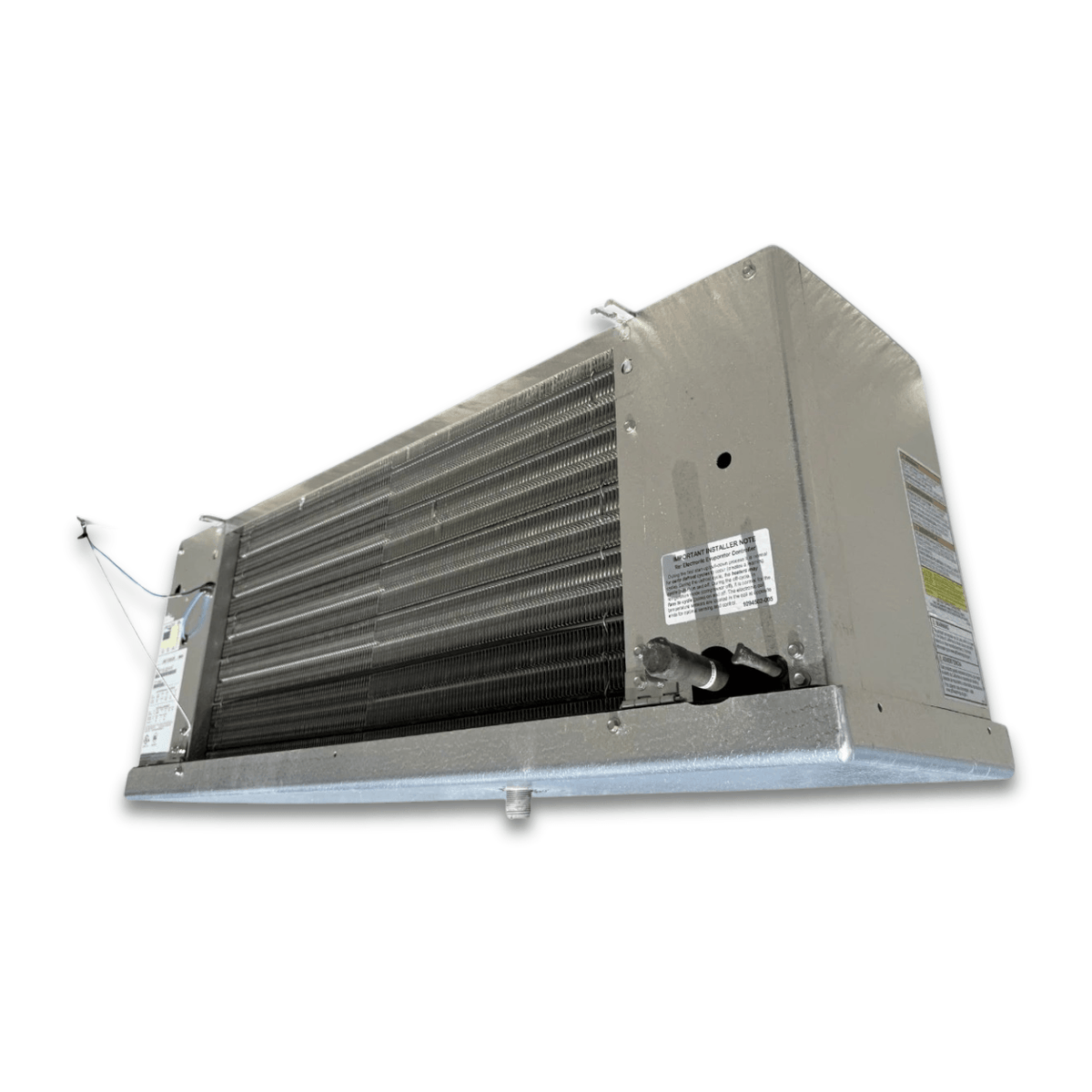 Used Keeprite KLP-214MES2DA167 Electric Defrost Evaporator - 11533 — supplier gallery view 4; Back-right view of the used Keeprite KLP-214MES2DA167 electric defrost evaporator #3381, showing the rear panel and coil compartment.
