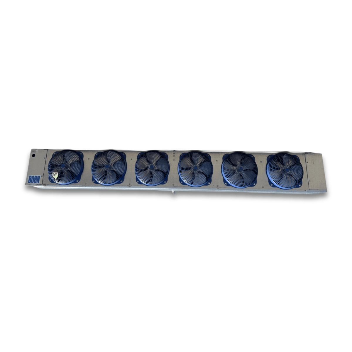 Used Bohn ADT-370BK Evaporator - 11543 — supplier gallery view 2; Straight-on view of the used Bohn ADT-370BK evaporator #3134, showing the six blue-grille fans and inventory tag #3134.