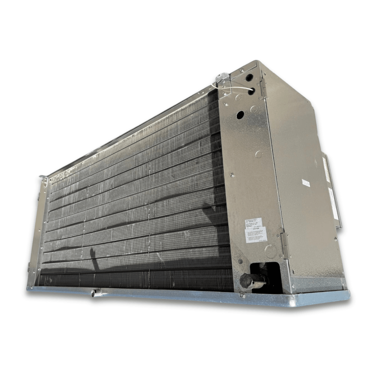Used Bohn BEM-0300CS6EMAB0100 Evaporator — supplier gallery view 3; Back-right view of the used Bohn BEM-0300CS6EMAB0100 evaporator, showing the rear coil compartment and cabinet panel.