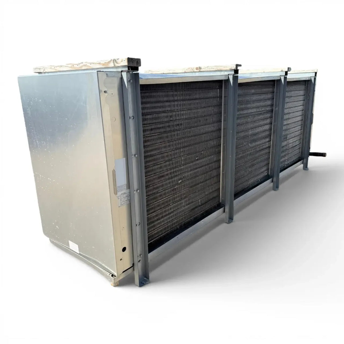 Used Bohn BHE-1200DA Evaporator #3190 — supplier gallery view 4; Back-left view of the used Bohn BHE-1200DA evaporator, showing the rear cabinet panel.