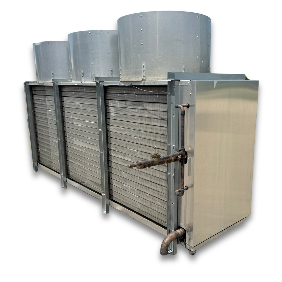 Used Bohn BHE-1390DA Evaporator — supplier gallery view 4; Used gray evaporator back view.